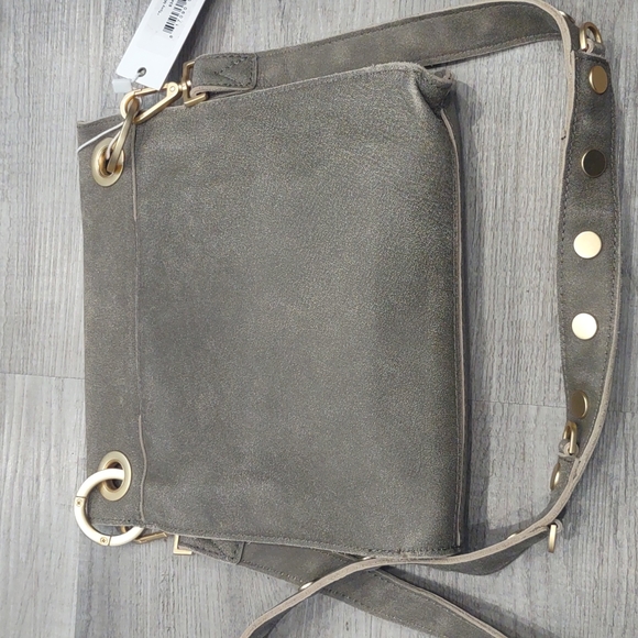 Hammitt Tony Medium Pewter Gray Brushed Gold Crossbody Handbag New Purse Leather - Picture 8 of 9